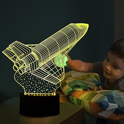 3D Illusion Lamp Cute Rocket Visual Effect Night Light 7 Colors Glows With Smart Touch Switch USB Cable Creative Halloween Gifts Toys Decorations
