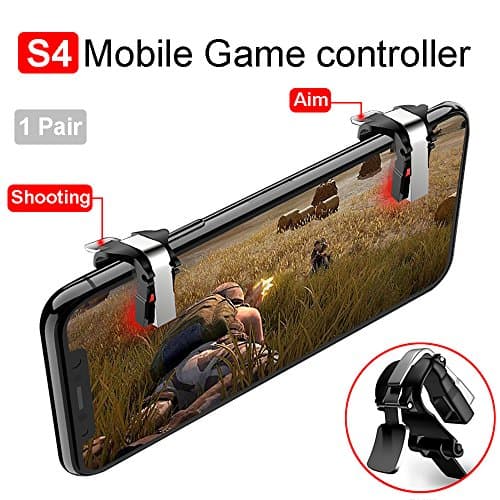 S4 Mobile Game Controller, weini Cell Phone Game Controller Sensitive Shoot and Aim Buttons L1R1 Trigger Buttons for PUBG/Fortnite/Rules of Survival support Android and iOS(1 Pair,Black)