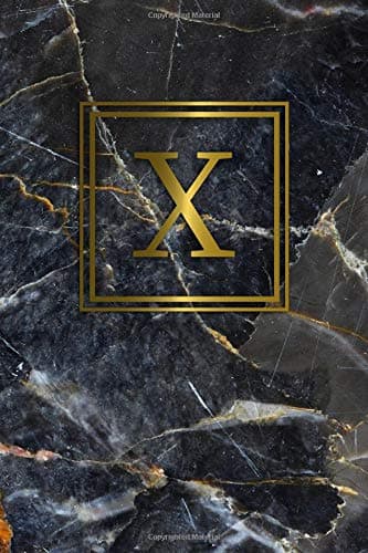 X: Cute Initial Monogram Letter X Dot Grid Bullet Notebook. Pretty Girly Personalized Journal & Diary with Dotted Grid Pages for Girls and Women - Russian Tundra Grey Marble & Gold