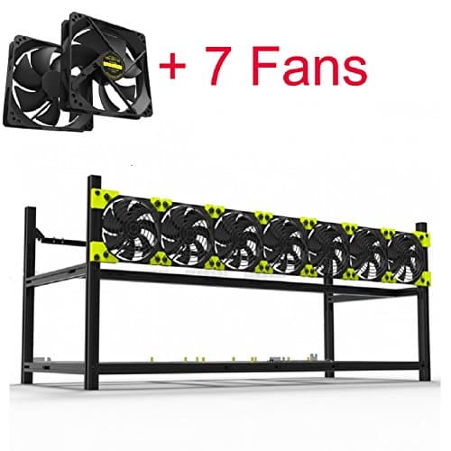 Open Air Frame Mining Rig Overlying Case Rack For 8 GPU Stackable ETH BTC UDW (Black-F)