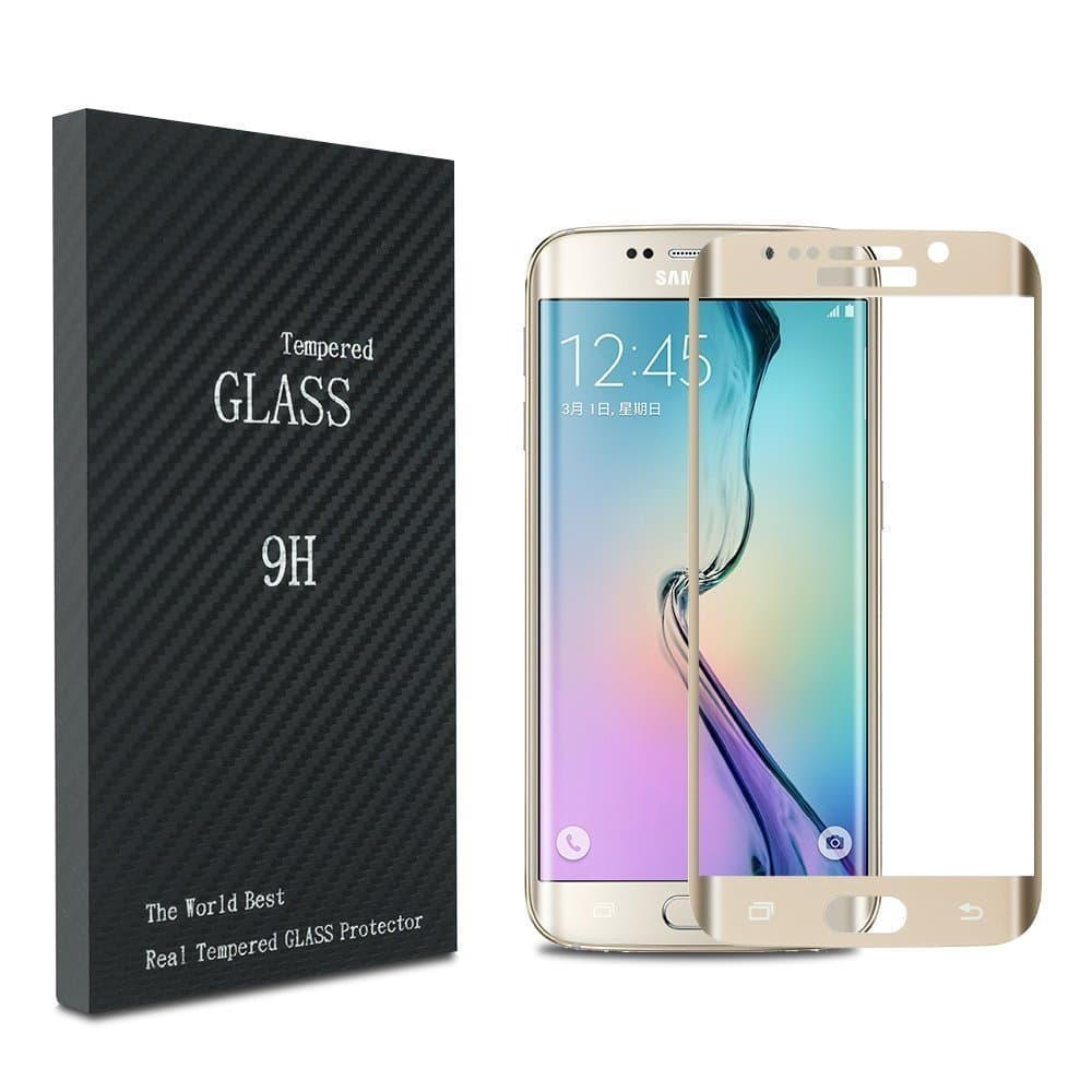 S6 Edge Plus Screen Protector, 0.2mm Thinnest Full Screen 5.7 Inch Premium Tempered Glass Screen Protector Film for Samsung Galaxy S6 Edge Plus(Gold)
