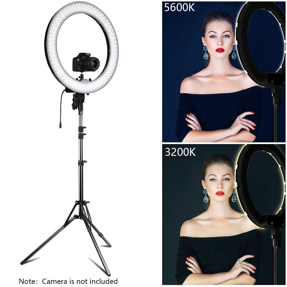 iTrue 18-inch Foldable Tripod, Dimmable 3-Modes LED Ring Light with Tabletop Stand with Ball-Head for Making up, Tiktok Videos