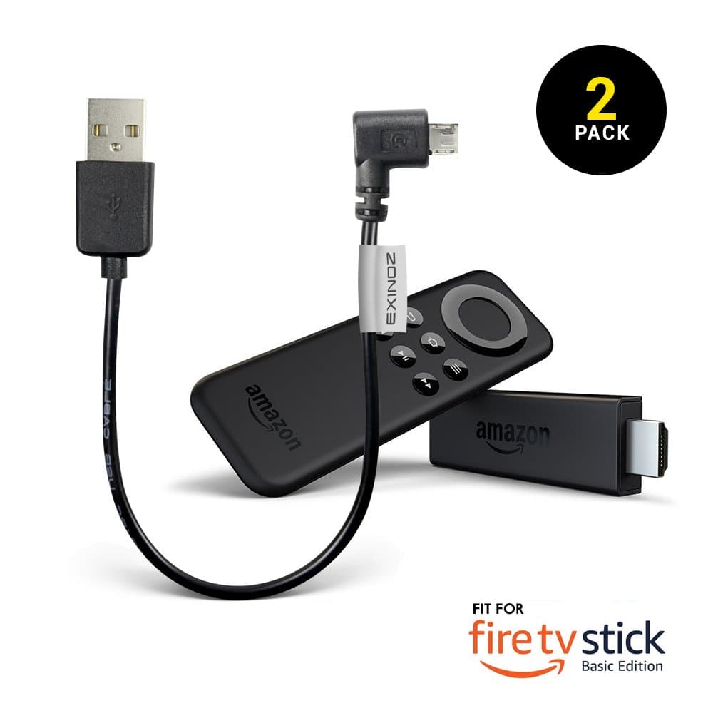 EXINOZ Fire TV Stick Basic Edition Power Cable | Powers the Fire TV Stick from Your TV USB Port Cable with 1-Year Replacement Warranty (2 Pack)