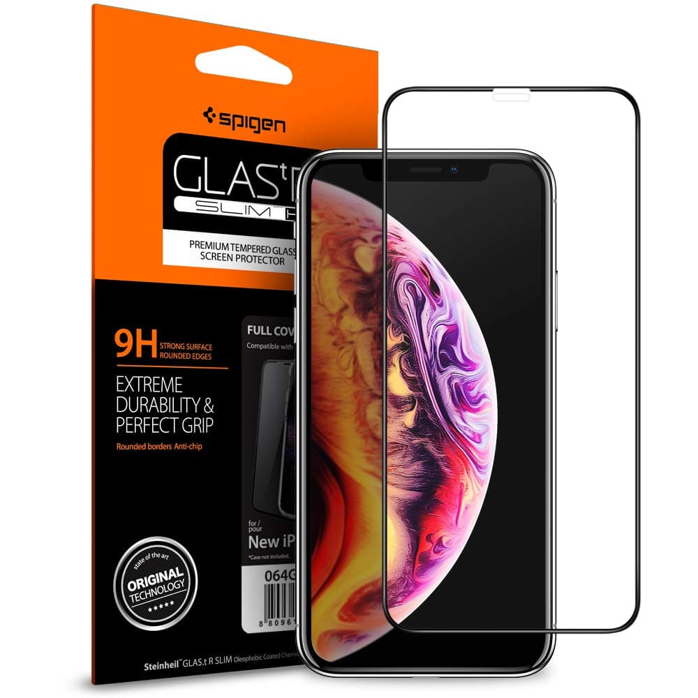 Spigen Full Coverage Tempered Glass Screen Protector Designed for iPhone XR (2018) - Black 064GL25233