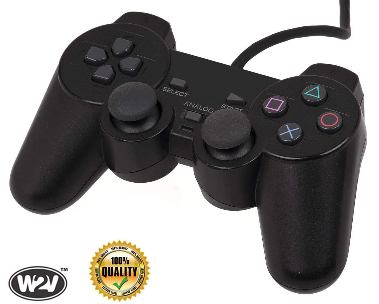 World2view™ PS-2 Wired Dualshock Remote Controller for Playstation-2 (Black)