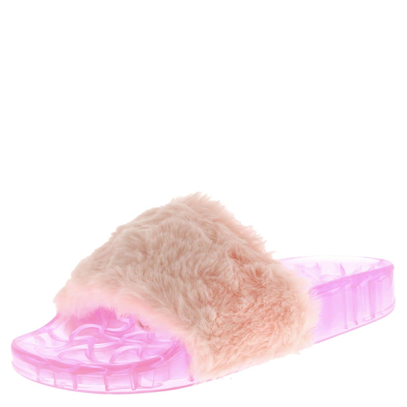 Womens Sassy Chic Summer Single Strap Open Toe Fluffy Flat EVA Fashion Sandals