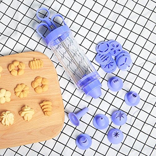 Deluxe Cookie Press Kit - Comkit Multi-functional Cookie Press Gun Set with 10 Shapes Discs and 8 Icing Tips, Used for Making Cookies, Biscuits, Macaroons, Cake Decorating