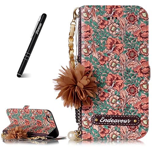 Slynmax iPhone 6 Plus Phone Case, iPhone 6s Plus Case Wallet, [Florid Series] Premium PU Flip Folio Leather Cell Phone CaseShockproof + 1* Stylus Pen