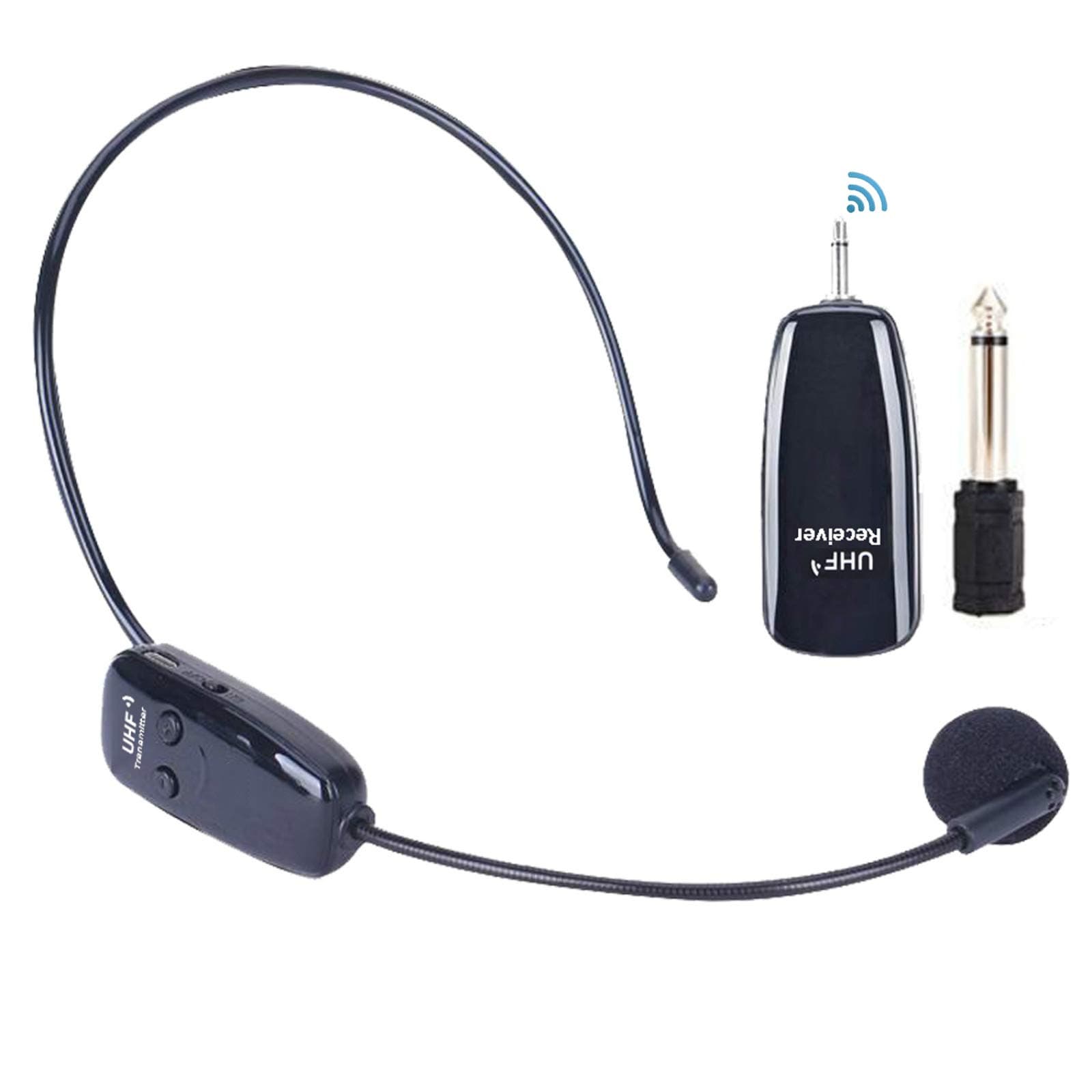Wireless Microphone Headset, Premium UHF Wireless Mic System, 160ft Range, Headset Mic and Handheld Mic 2 in 1, Rechargeable for Voice Amplifier, Stage Speakers, PA System, Suitable for Teacher, Guide