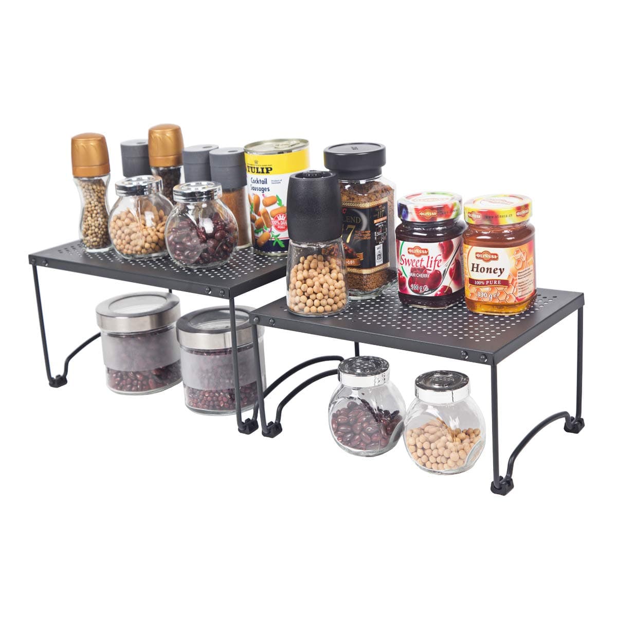 Counter Top Organizer Shelf,Expandable Stackable Kitchen Cabinet,for Kitchen Bathroom Laundry Room,2 pack