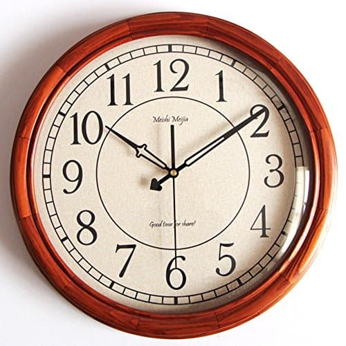 Large round wall clock,Mute solid wood wall clock [chinese style] Simple Living room Bedroom Sinensis Aa carbon battery-A 16inch