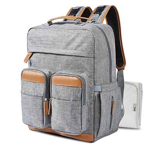 Large Diaper Bag Backpack - Multi-Function Nappy Bags for Mom and Dad, Travel Backpack with Insulated Pockets, Gray