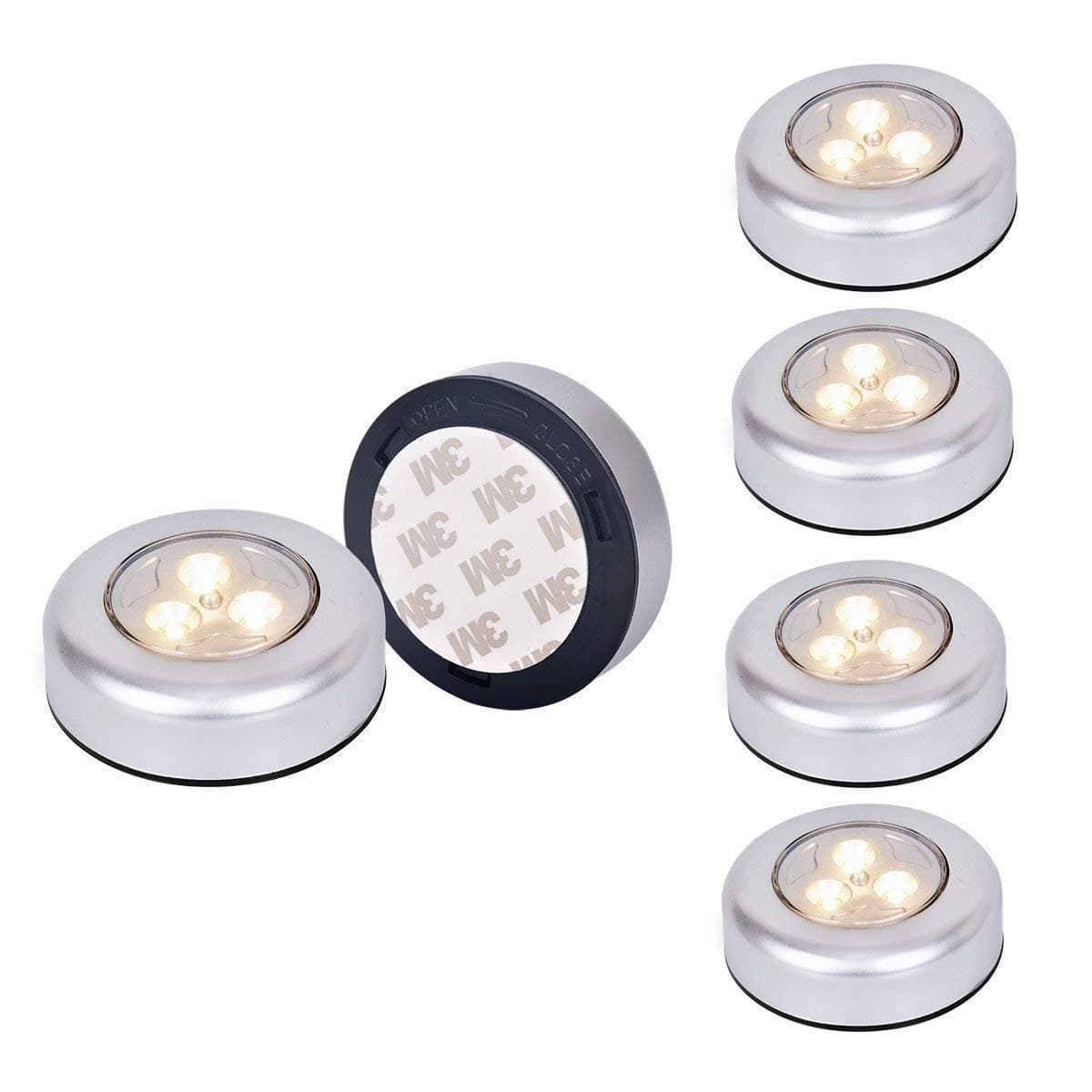 [New Version]Ledinus 6 Pack Warm Battery-Powered Touch Induction Lamp LED Night Light Stick-Anywhere Indoors,Great for Hallway, Closet, Stairs, Bedroom, Kitchen, Nursery