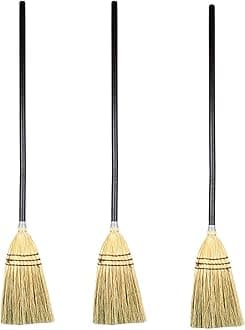 Rubbermaid Commercial Lobby Corn Broom, Wood Handle, Brown (FG637300BRN), 3 Pack