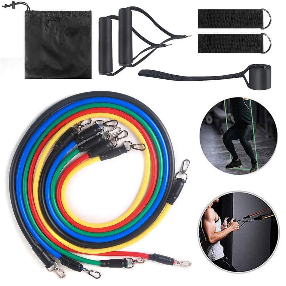 xingxinqi 11 Pack Portable Exercise Resistance Bands Set Stackable Up to 100 lbs Exercise Bands for Home Workouts Yoga Gym Training