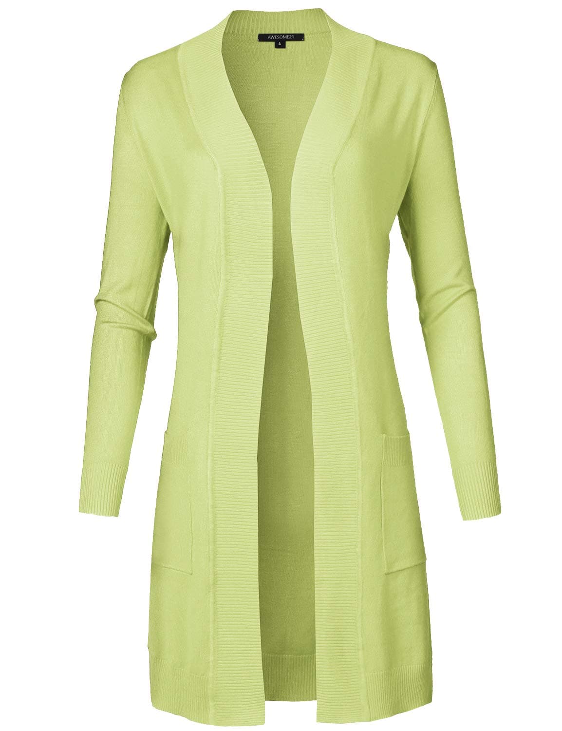 Women's Solid Soft Stretch Long-Line Long Sleeve Open Front Knit Cardigan