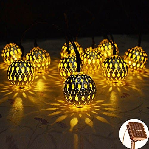 String Lights,10LED Solar Moroccan Ball String Lights,Kondisco String Lights for Outdoor,Garden,Patio,Christmas,Xmas Tree,Holiday Party Decorations Lawn,Decoration (Warm White) [Energy Class A++]