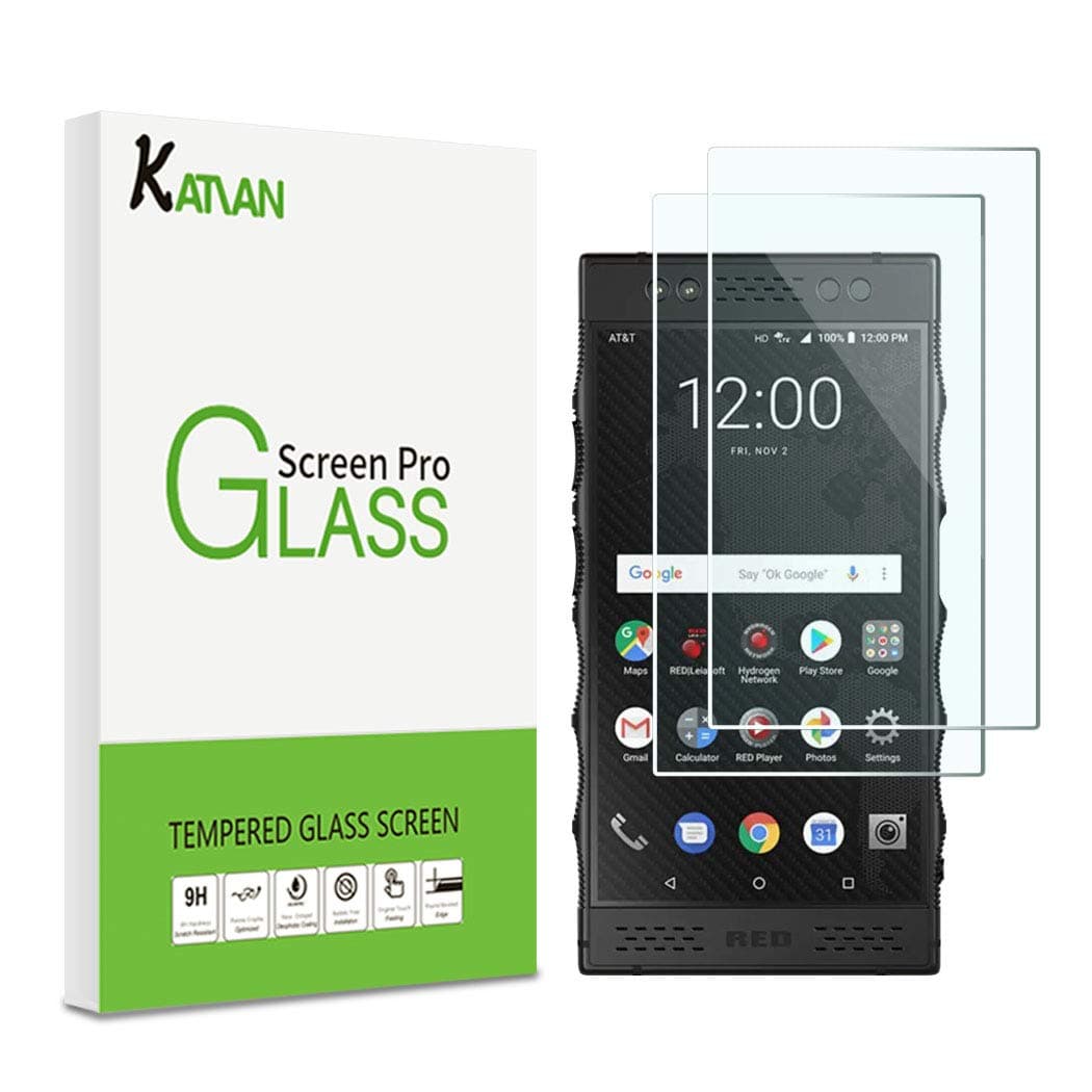 KATIAN [2 Pack] RED Hydrogen One Screen Protector, HD Clear Protector [Anti-Scratch] [No-Bubble] [Case-Friendly], 9H Hardness Tempered Glass Screen Film for RED Hydrogen One