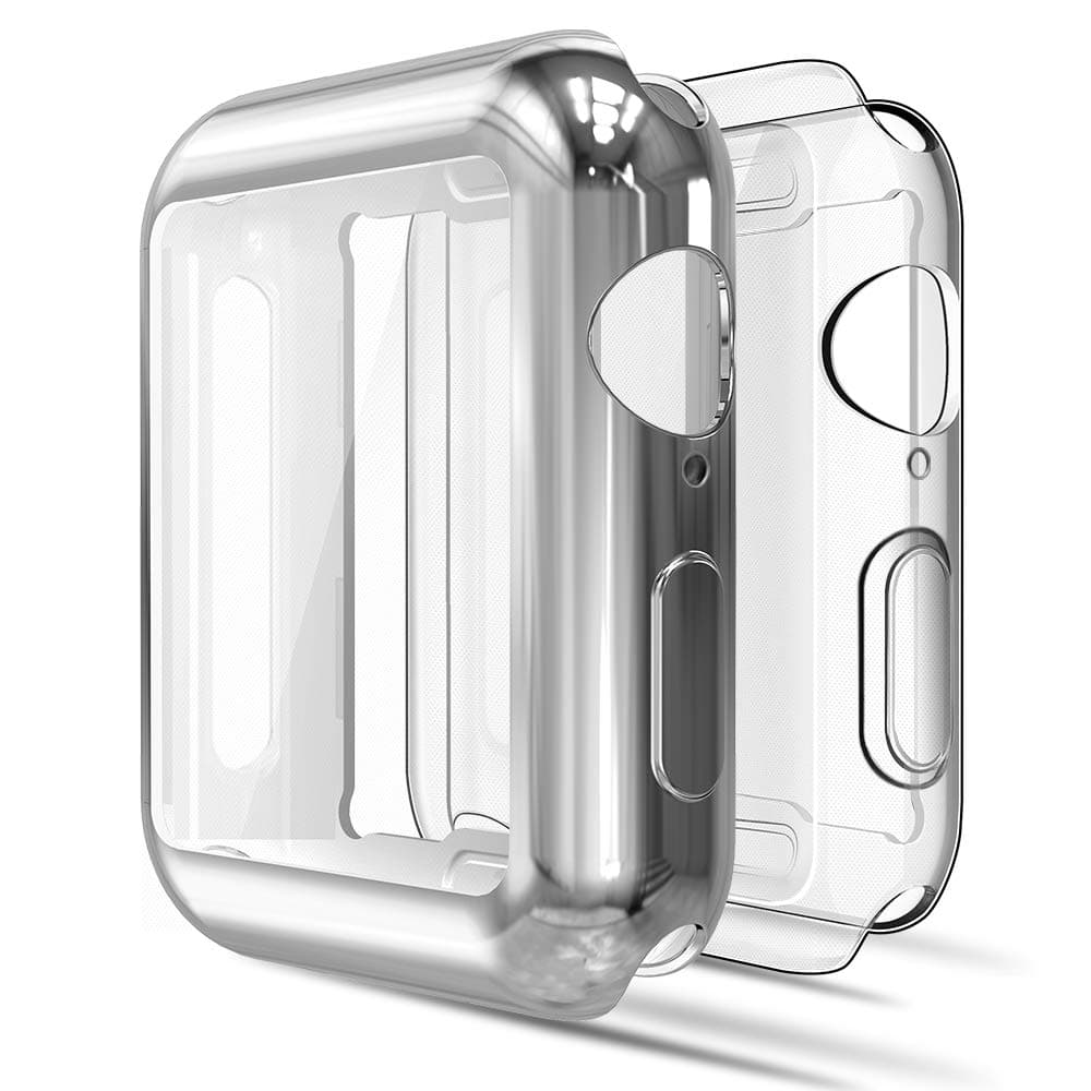 Simpeak Soft Screen Protector Bumper Case Compatible with Apple Watch 40mm Series 4 Series 5 Series 6 / SE, 2 Pack, Full Coverage Case Replacement for iWatch 40 mm, Clear+Silver