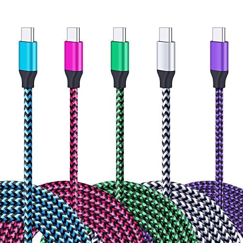 USB Type C Cable, Kakaly 5-Pack 6FT Charge Cable, Charging Cord, Nylon Braided USB C Cable to Charging and Syncing Cord Charging for USB C Smartphones Tablets Laptops and More USB C Devices