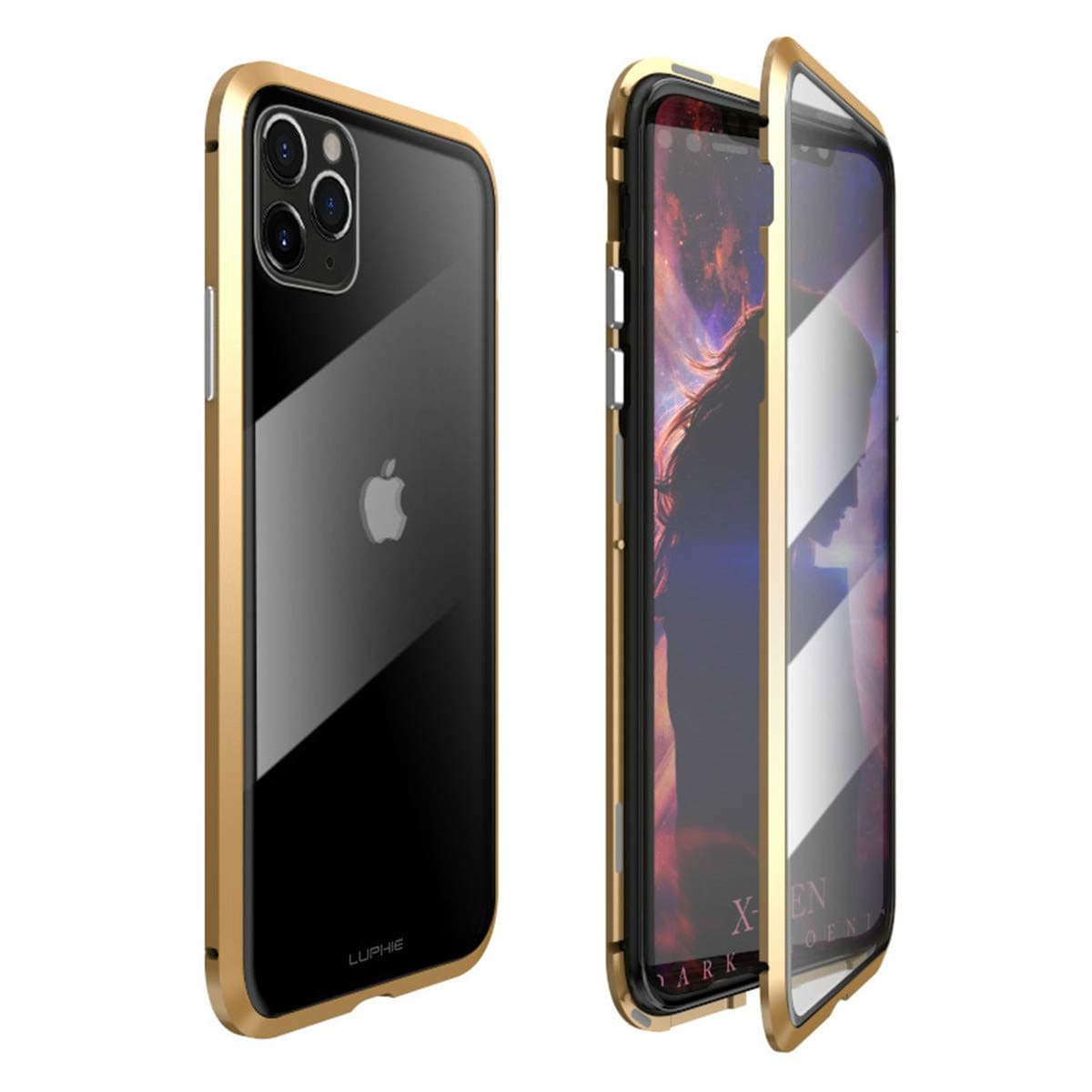 JoyCube For iPhone 11 Pro Max Case,360° Full Body Protective Cover With Built-in Screen Protector,Metal Bumper Shockproof,Magnetic Adsorption Design with [9H Anti-Scratch Tempered Glass]-Gold
