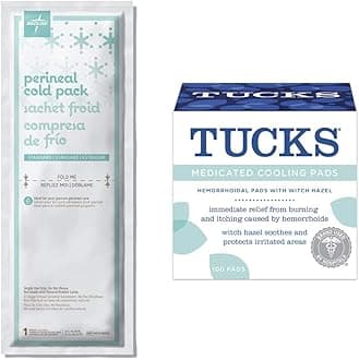 Medline MDS138055 Standard Perineal Cold Packs, 4.5" x 14.25", Pack of 24, Green & Tucks Md Cool Hemorrhoid Pad, No Color, 100 Count