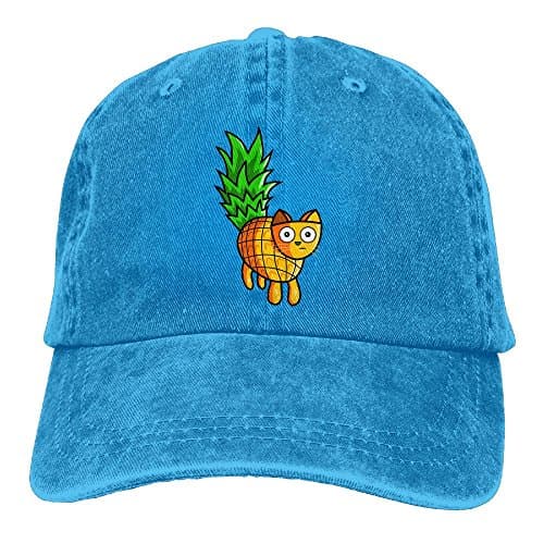AOSHICO Pineapple Cat Plain Washed Dad Solid Cotton Polo Style Baseball Cap Hat RoyalBlue