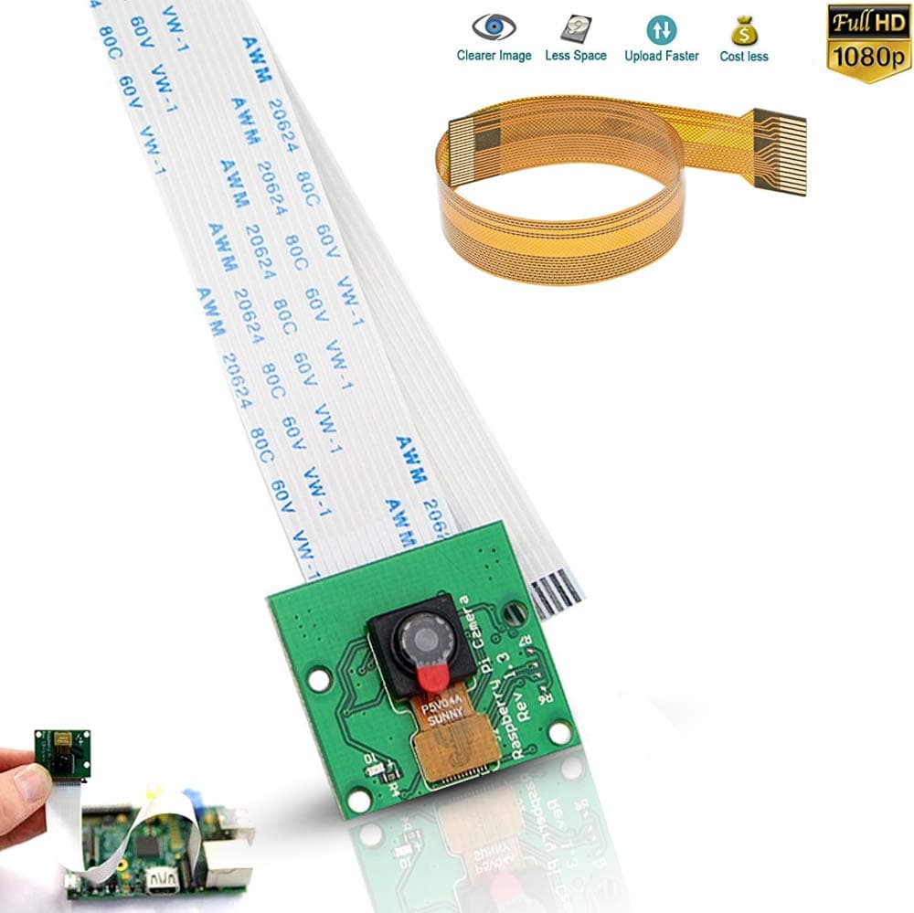 Raspberry Pi Camera,zero camera raspberry pi 3 camera Video Module 5MP 1080p OV5647 Sensor with 15 Pin FPC Cable + Pi Zero Ribbon Cable 15cm Raspberry Pi A B+ camera cable kit