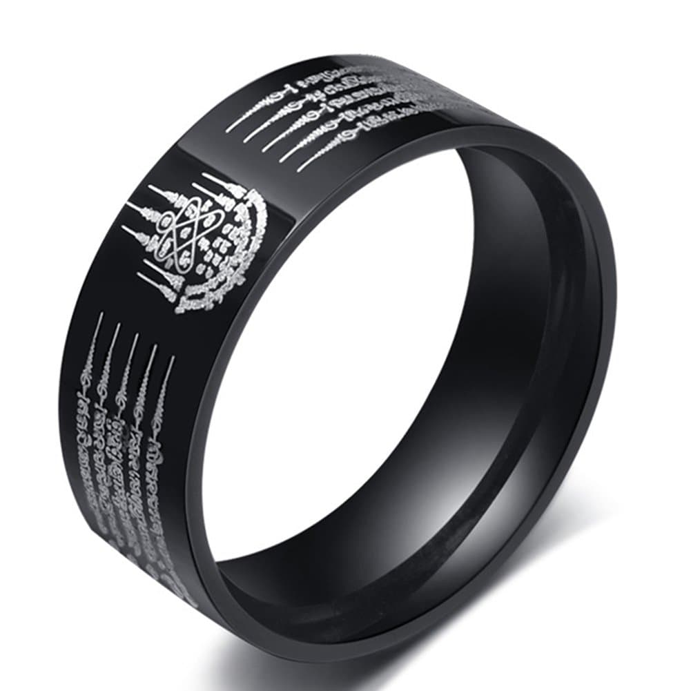 8mm Titanium Steel Five Scriptures Thai Five Dike Evil Transfer Body Care For Men's Rings