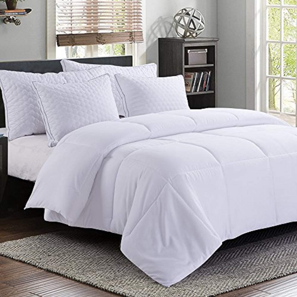MANZOO Comforter Set Queen Duvet Insert Down Comforter - Quilted Comforter with Corner Tabs - Plush Siliconized Fiberfill - Pure White