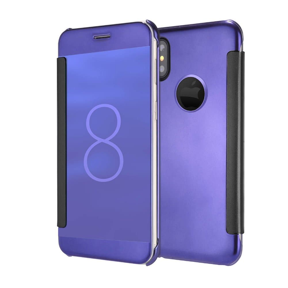 iPhone X Case, Mirror Clear View Window Flip PC Hard Case Cover for iPhone X TOXZOA(Blue)