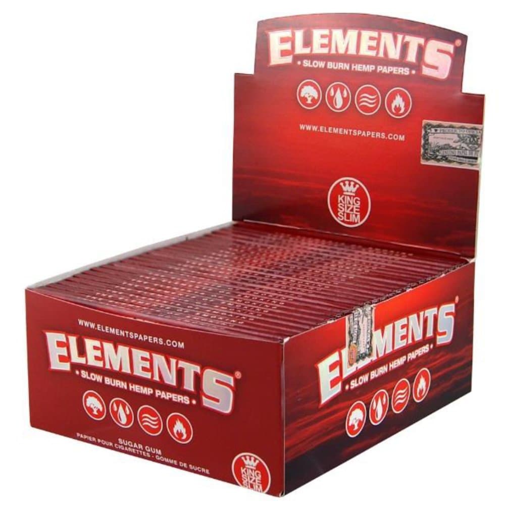 Elements Red King Size Slim Hemp Slow Burning Rolling Papers 50x booklets (full box )