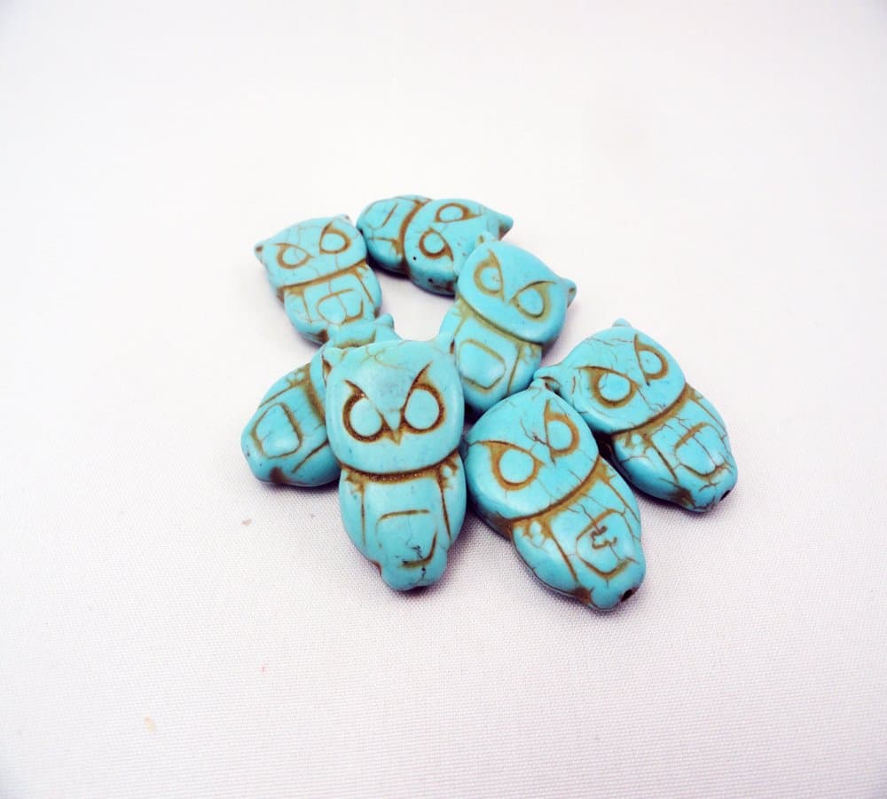Turquoise Owl Beads