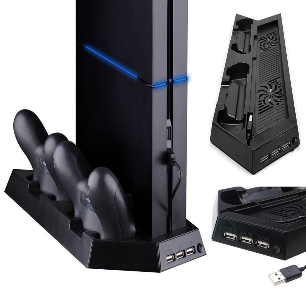 BERCOL PS4 Cooling Station Vertical Stand With 2 Controller Charging Dock For PlayStation 4