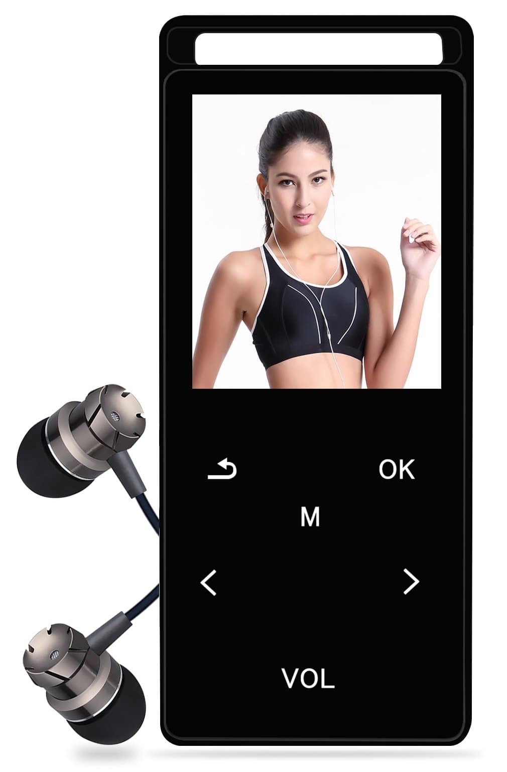 MP3 Player with Bluetooth 4.0, 8G Touch Button with FM Radio/voice recorder, Lossless Sound Metal music player with MP4 video, support up 64GB, 45 hours play with independent lock Button (Black)