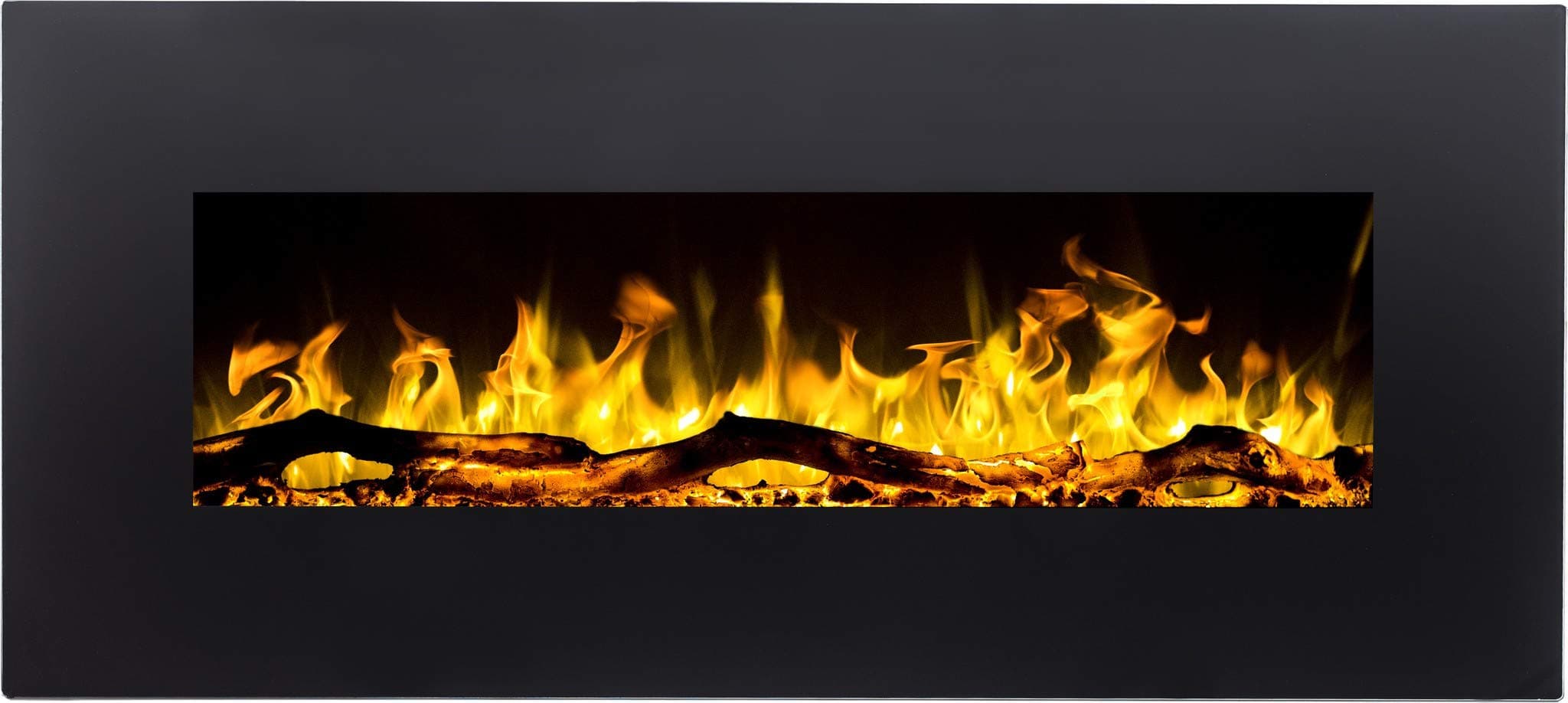 ALBION-36NH AFLAMO | Black | no Heating Function | LED Light Simulation for The 14 cm deep Electric Wall Fireplace (42x90x14)