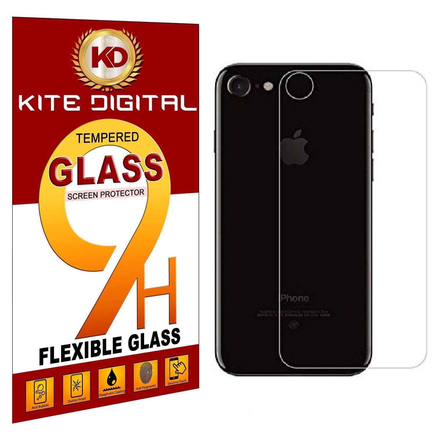 KITE DIGITAL Screen Protector for Apple iPhone 7 Back Premium Tempered Glass Slim 9H Hardness 2.5D