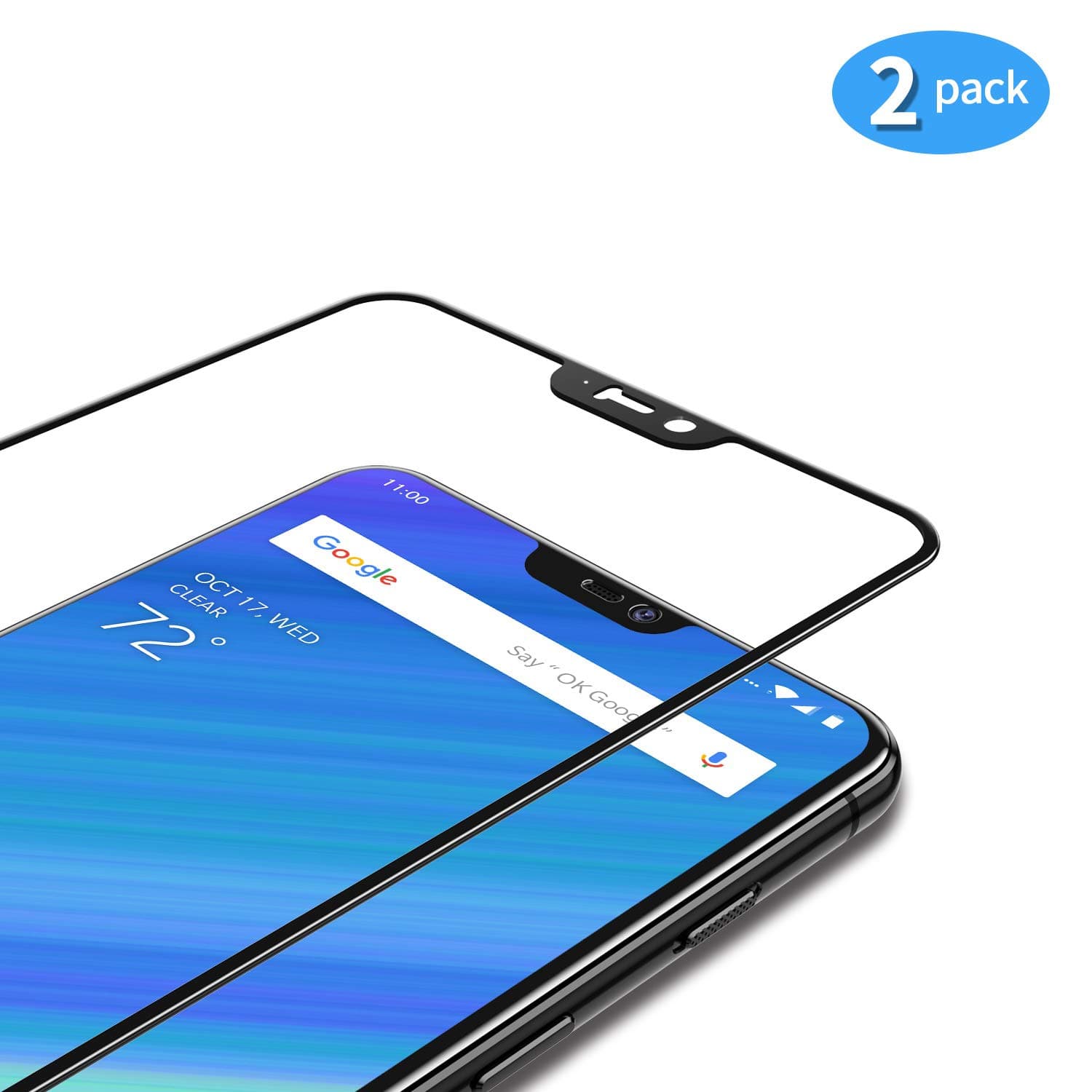 TAMOWA [2 Pack Screen Protector for OnePlus 6, Full Screen Premium Tempered Glass Film 9H Hardness Bulletproof Screen Glass Protector, Anti-Scratch, Anti-Fingerprint, Anti-Bubble (Black)