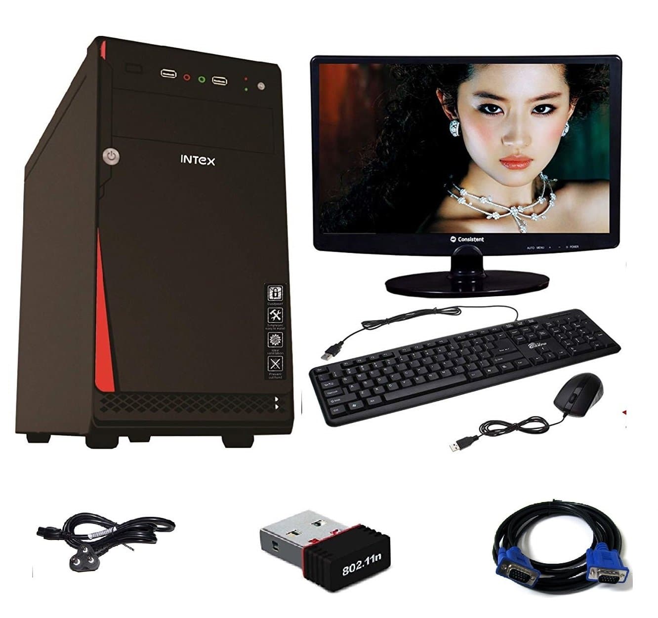 Rolltop® Assembled Desktop Computer |INTEL CORE 2 DUO 2.9 GHZ Processor |G 31 Motherboard | 15.6 inch LED Monitor | USB Keyboard Mouse | Mini Wi Fi USB Adaptor | Windows 7(Trial) | MS OFFICE Trial Installed (RAM 4GB/HD 500 GB)