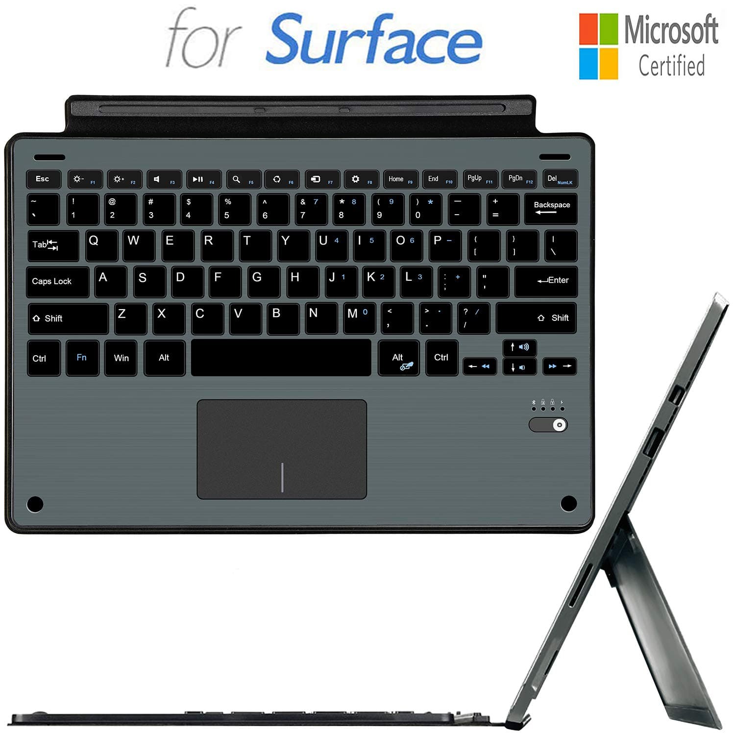 Surface Pro Keyboard,Bluetooth Keyboard for Microsoft Surface Pro 6 / Pro 5 / Pro 4 / Pro 3 / Surface Pro 2017 Type Cover,Ultra-Slim Wireless Keyboard with Trackpad, Built-in Rechargeable Battery