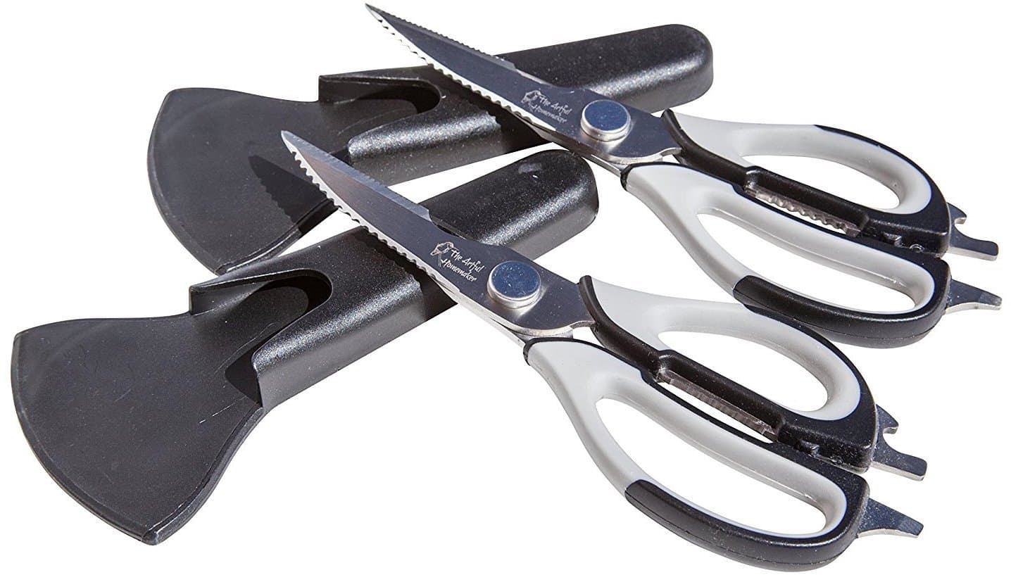 Ultra Sharp Kitchen Shears 2 Pack - Dishwasher Safe Take Apart Heavy Duty Culinary Chef Scissors - Easily Cut Food Like Poultry, Meat, Herbs, Vegetables and Scale Fish - With Magnetic Case