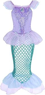 AmzBarley Little Mermaid Dress for Toddler Girls Sequin Princess Ariel Costume for Birthday Party Halloween Christmas Cosplay Outfits Clothes