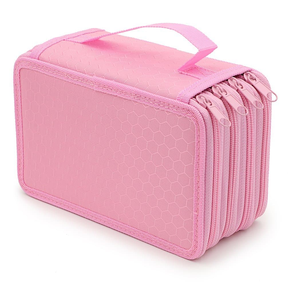 Rashen 72 Inserting Portable Large Capacity Multi-layer Pencil Case Holder Pouch Bag Colouring Pencils Organiser for School Office Teenagers (Pencils Not Included) Pink