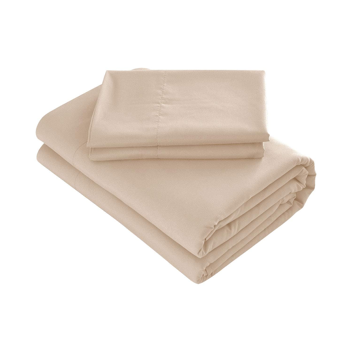 PRIME BEDDING Bed Sheet Set - Brushed Microfiber 2000 Bedding - Wrinkle, Fade, Stain Resistant - 4 Piece (Full, Beige)
