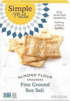 Simple Mills Almond Flour Crackers, Fine Ground Sea Salt, Naturally Gluten Free, 4.25 oz