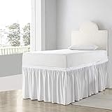 Cottingon,Dorm Room Bed Skirt,100% Microfiber,White Solid -Twin XL /42" Drop