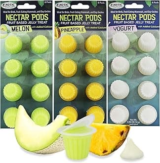 Nectar Pods - Calcium-Fortified Jelly Fruit Treat - Sugar Gliders, Marmosets, Squirrels, Parrots, Cockatiels, Parakeets, Lovebirds, Conures, Hamsters, Day Geckos, Kinkajous & Other Small Pets
