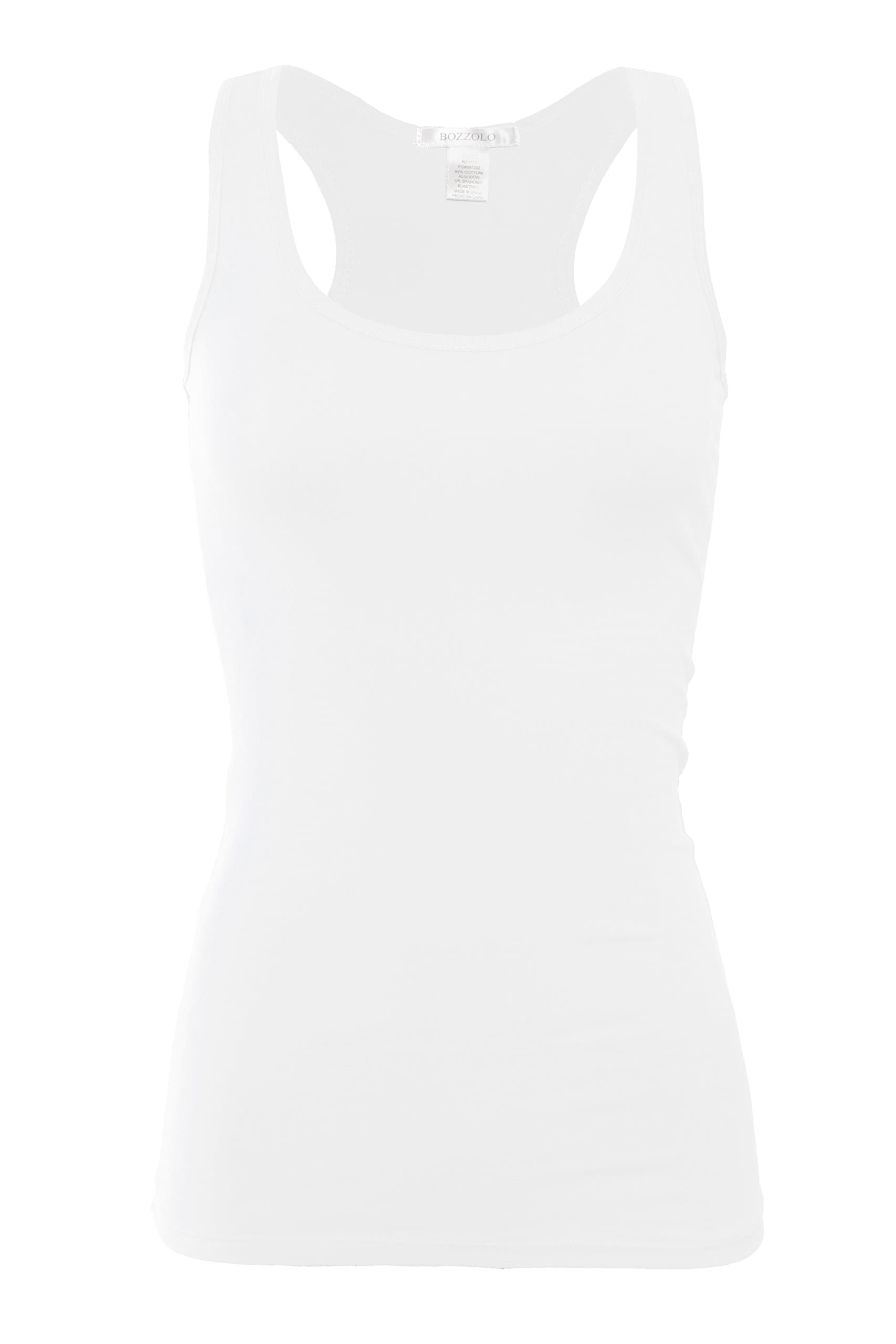 Bozzolo Women's Basic Cotton Spandex Racerback Solid Plain Fitted Tank Top