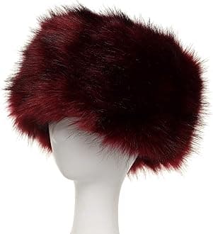 Women's Faux Fur Hat for Winter with Stretch Cossack Russion Style White Warm Cap
