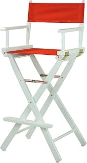 Casual HomeDirector's Chair ,White Frame/Red Canvas,30" - Bar Height